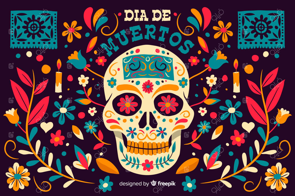 پس‌زمینه نقاشی شده دست برای روز مردگان