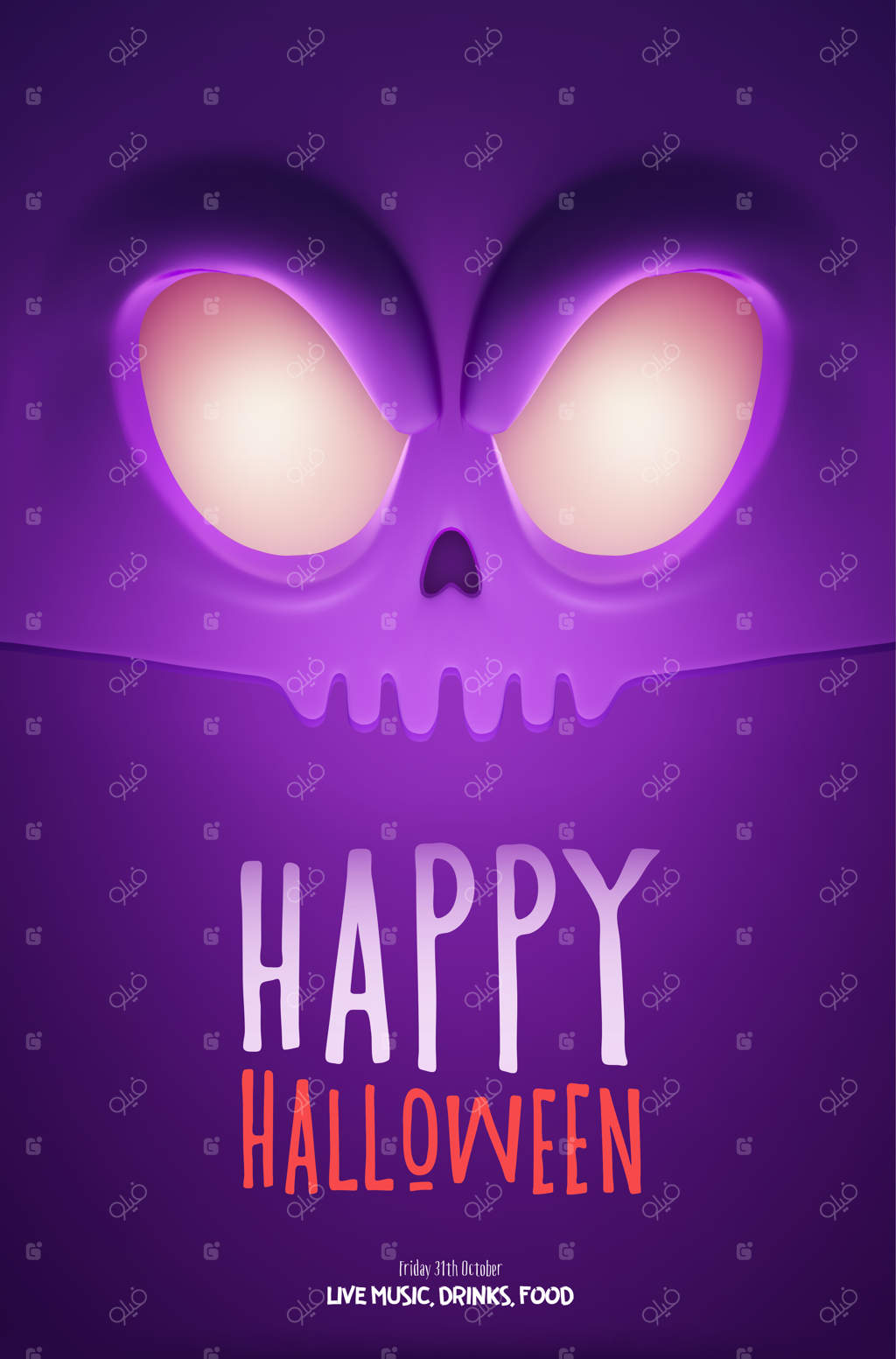 قالب طراحی جشن هالووین، همراه با هیولای ترسناک و فضایی برای نوشتن متن. تصویر وکتور