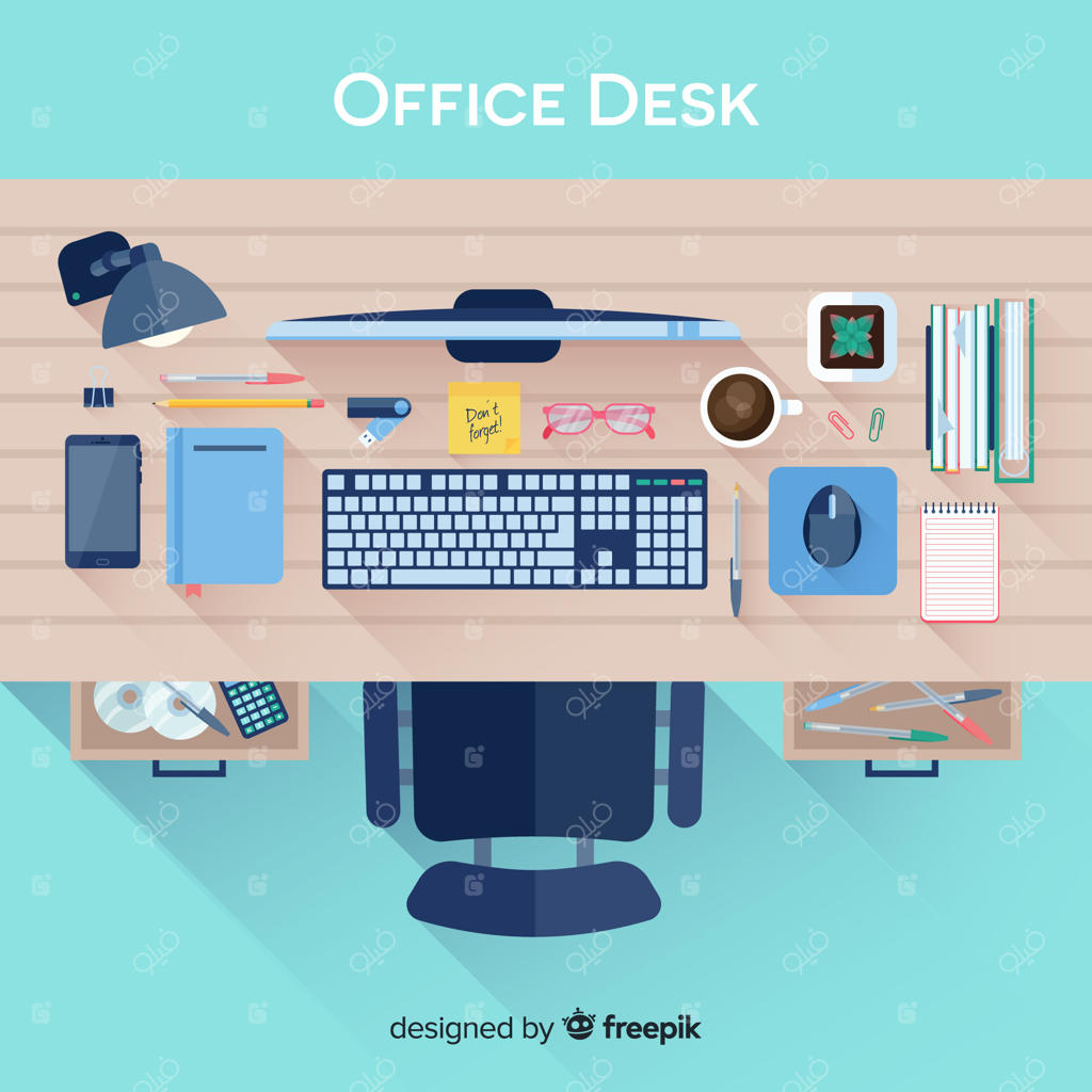 نمای بالا از میز کار حرفه‌ای