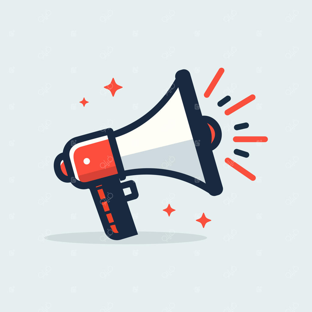 تصویر مفهومی بلندگو و بلندگوی دستی