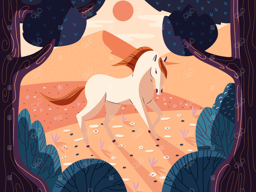 اسب زیبا و رنگارنگ در طبیعت.