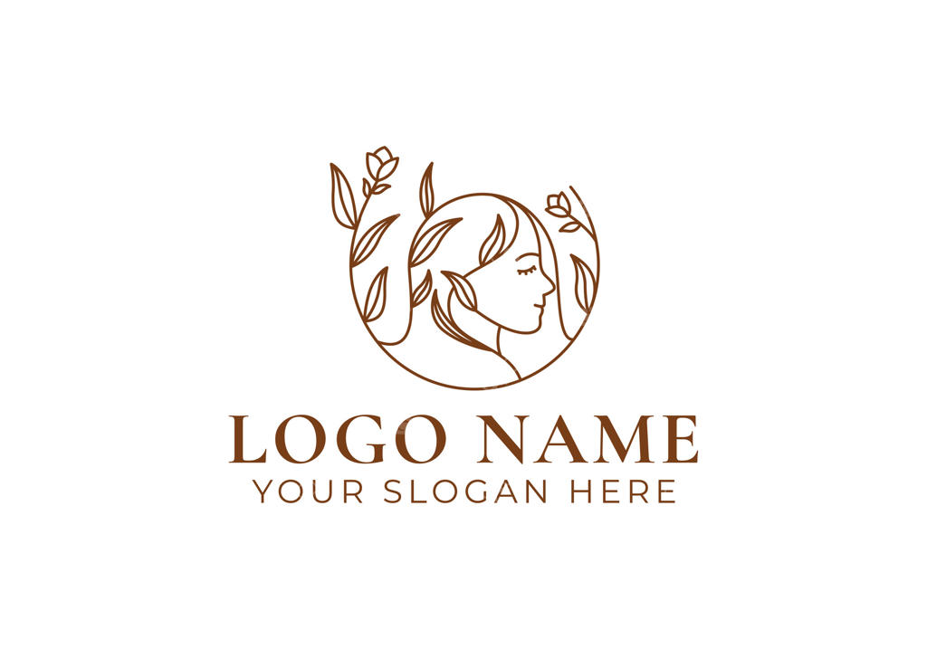 طرح لوگو: زن با گل و برگ‌ها - زیبایی و مد (فایل قابل ویرایش)