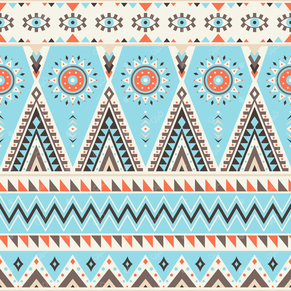 طرح راه راه قبیله‌ای یکپارچه. زمینه هندسی آزتکی. قابل استفاده در طراحی پارچه، طراحی وب، ساخت لباس، اکسسوری‌ها، کاغذ تزئینی، کادوپیچ، کوله‌پشتی‌ها.