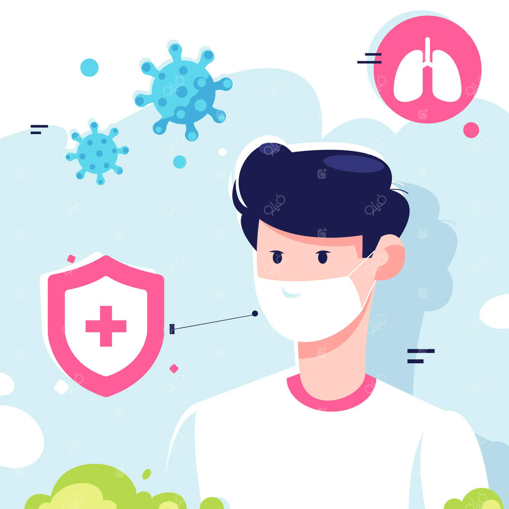 پسر جوان با ماسک پزشکی