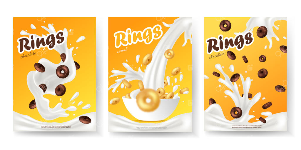 پوستر واقع‌گرایانه سریال صبحانه با حلقه‌های جدا شده در مفهوم صبحانه سالم