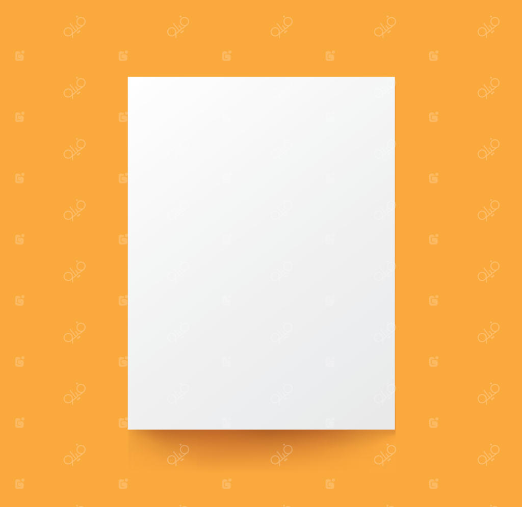 ماکت پوستر واقعی: قالب بوم سفید و خالی، پس‌زمینه زرد، مناسب برای ارائه‌ در تبلیغات کسب‌و‌کار و دفتر کار