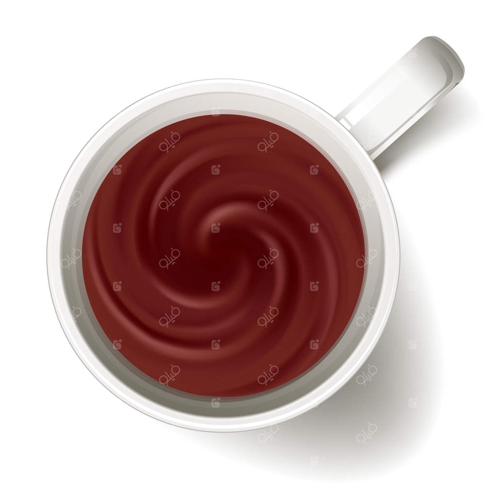 نمای بالا از فنجان کاکائو یا هات چاکلت.