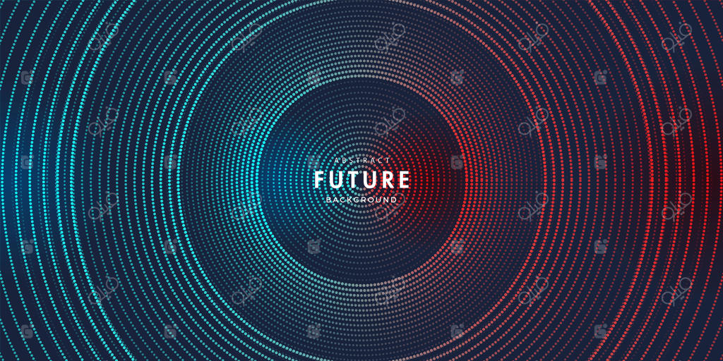 پس‌زمینه انتزاعی و مدرن با طرح دایره ذره‌ای آینده‌نگرانه
