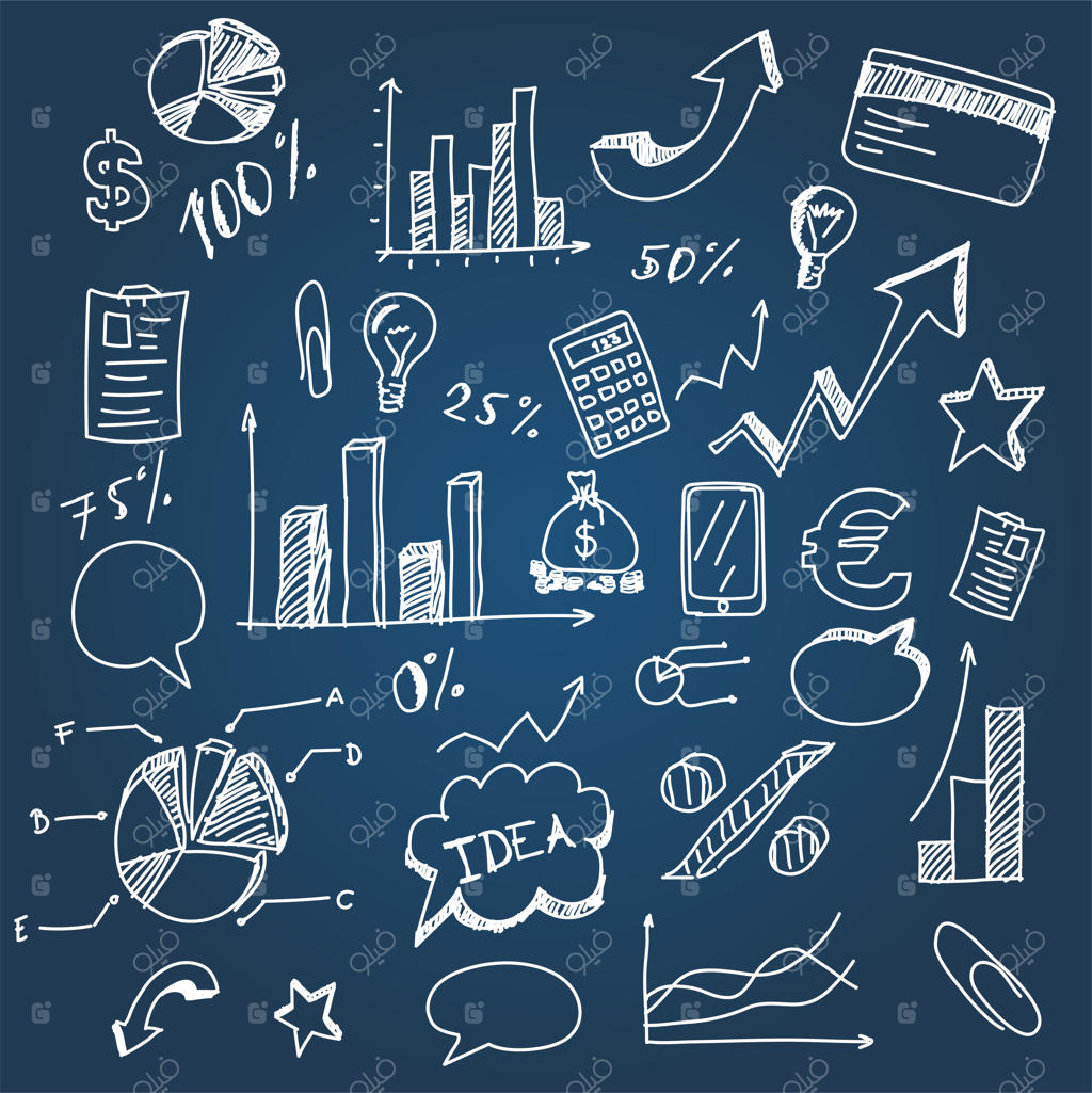 آیکون‌های کسب‌وکار دست‌کشیده، تصویر وکتور