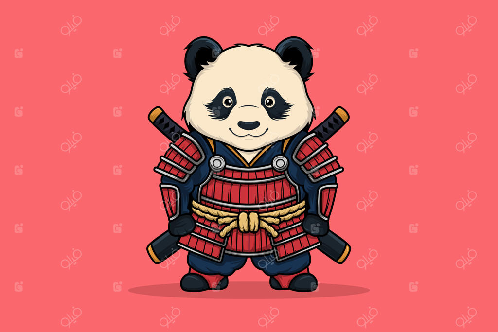 کاراکتر مسکات کارتونی پاندای سامورایی