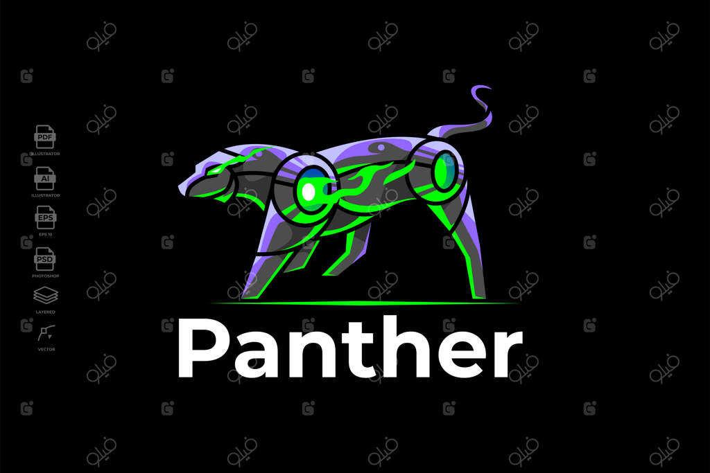 قالب طراحی لوگوی پلنگ رباتیک مدرن