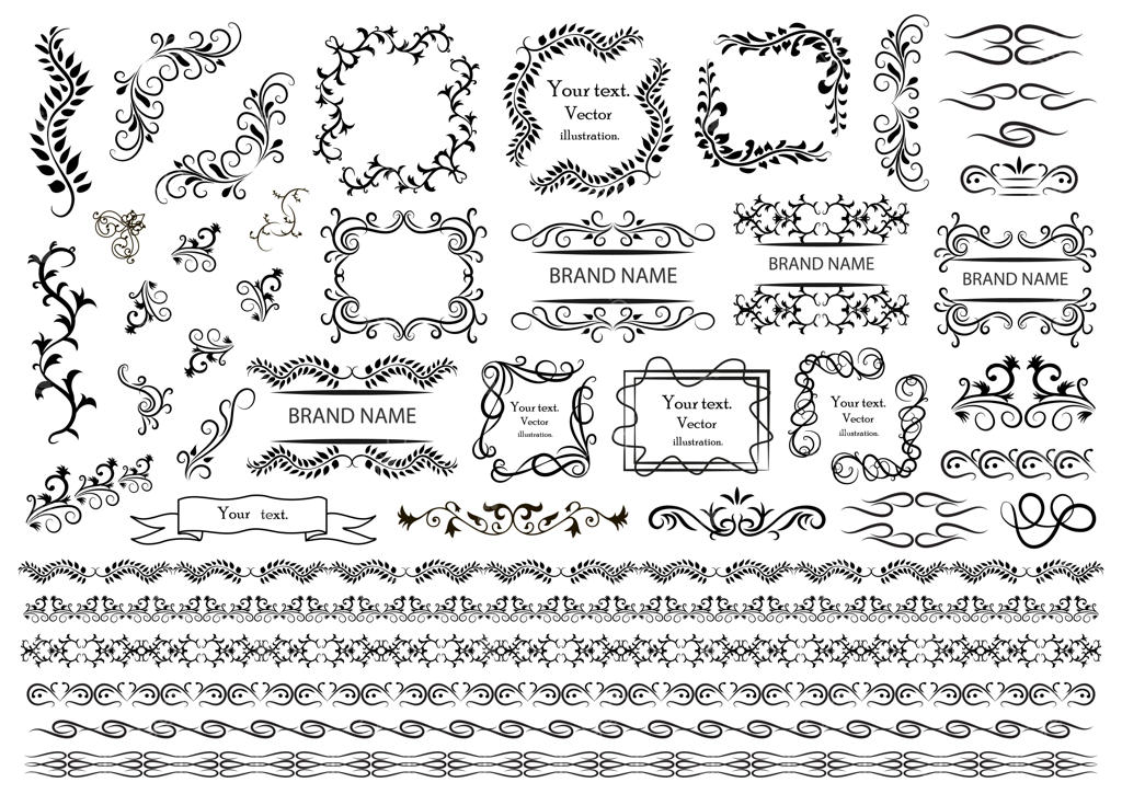 تصویرسازی وکتور عناصر طراحی خوشنویسی رترو