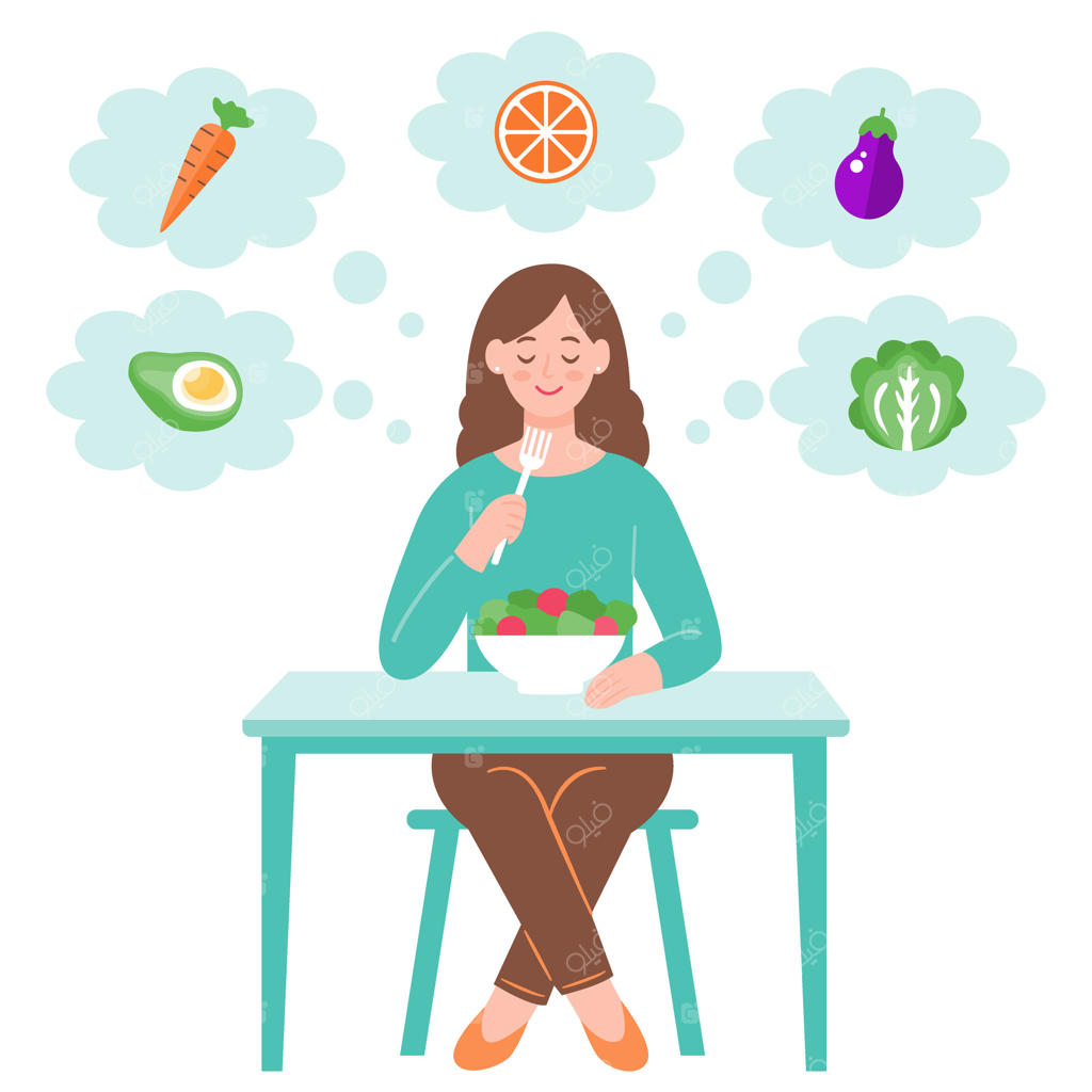 زن تندرست در حال لذت بردن از سالاد مغذی