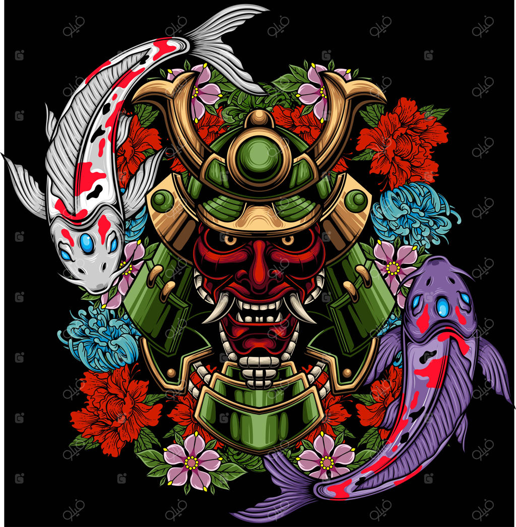 تصویر برداری از رونین سامورایی ژاپنی