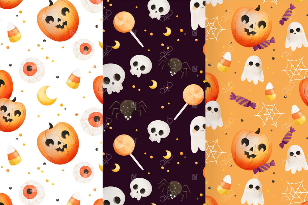 مجموعه الگوهای هالووین با آبرنگ