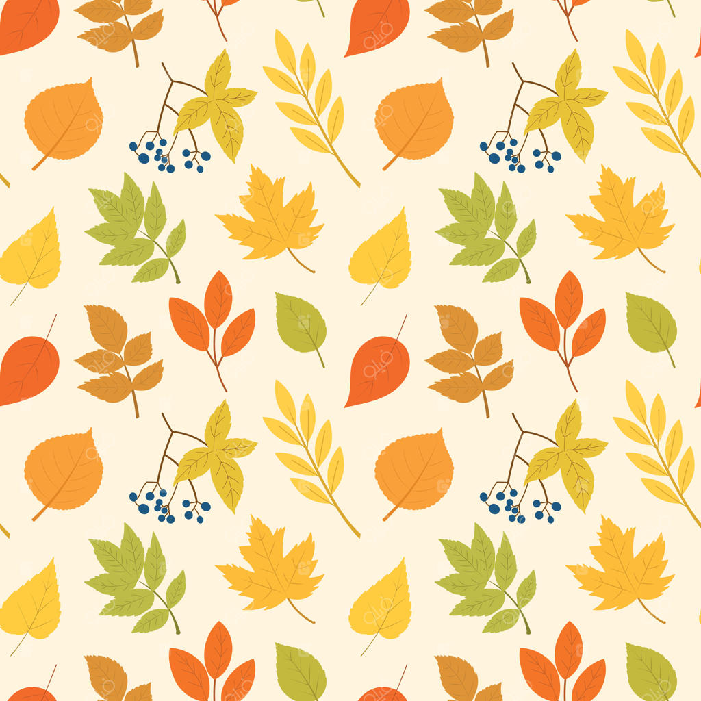 طراحی پس‌زمینه با پترن برگ‌های رنگارنگ پاییزی