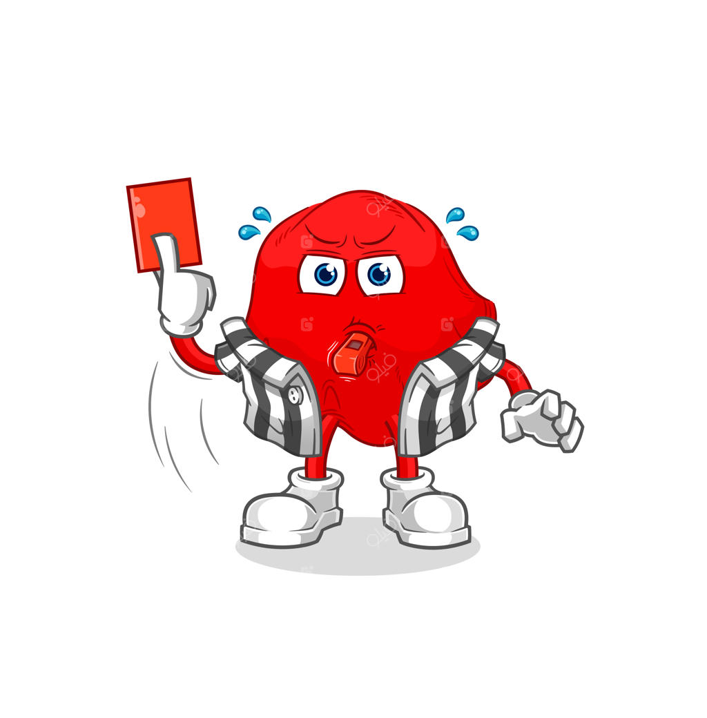 داور با لباس قرمز و کارت قرمز - تصویر وکتور شخصیت