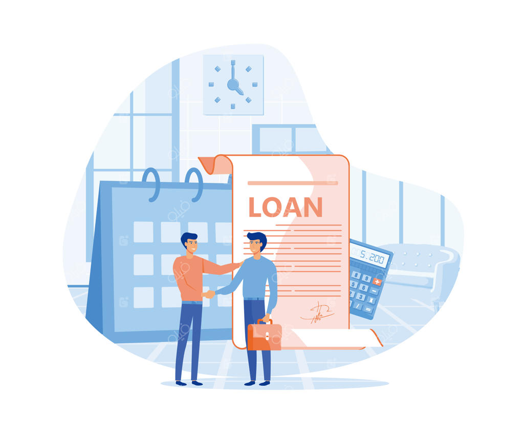 تصویرسازی مفهومی قرارداد وام مناسب برای لندینگ پیج، رابط کاربری وب‌اپلیکیشن و کارت‌های معرفی