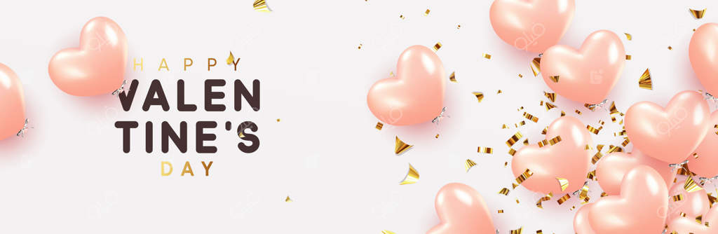 روز ولنتاین مبارک، پس‌زمینه‌ای با بادکنک‌های صورتی به شکل قلب. تصویر برداری وکتور