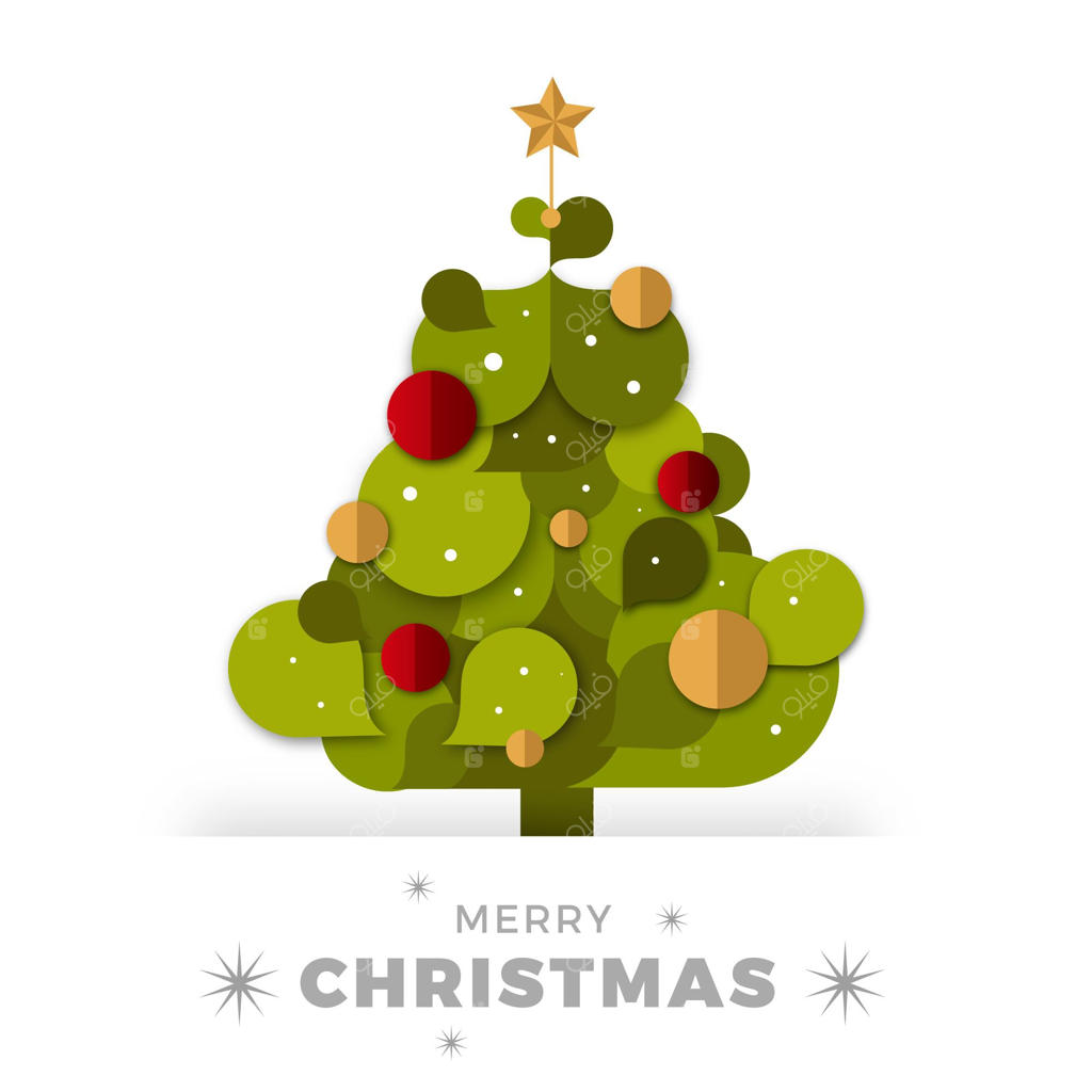 درخت کریسمس انتزاعی با طراحی تخت