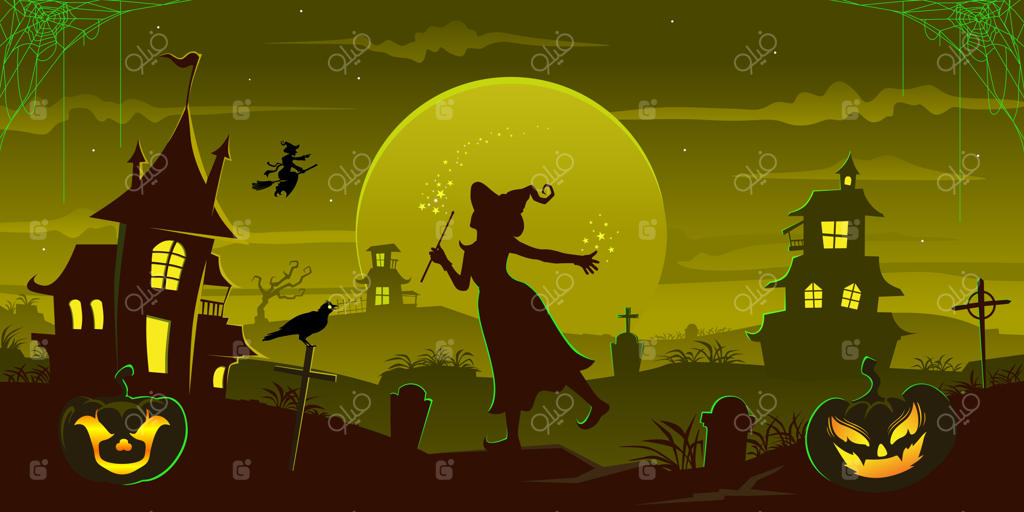 تصویرسازی کارتونی ترسناک هالووین به صورت وکتور