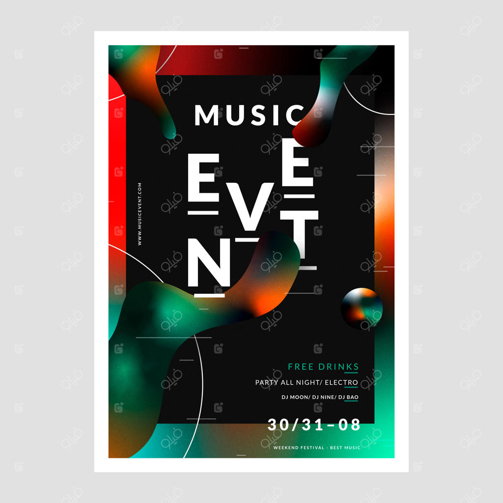 طراحی پوستر رویداد با گرادیان رنگی