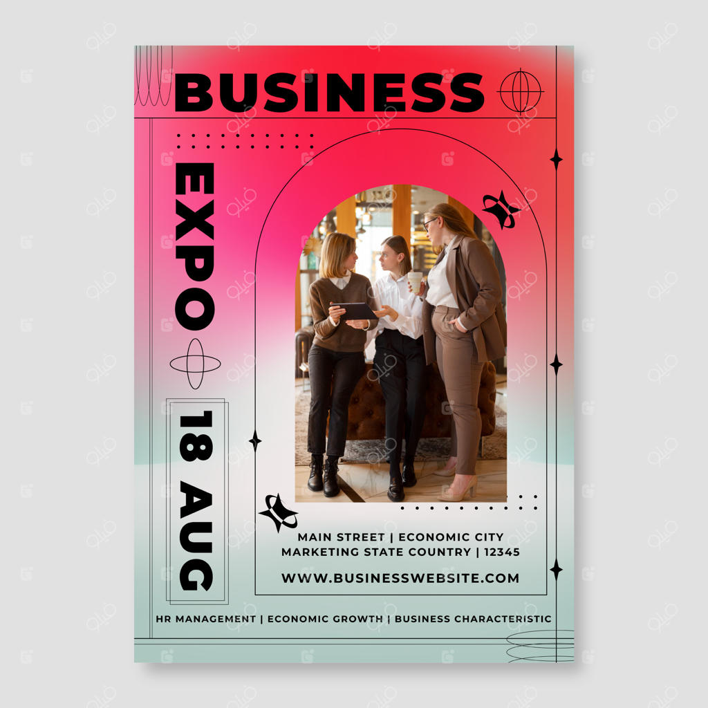 قالب پوستر با گرادیان دانه‌دار