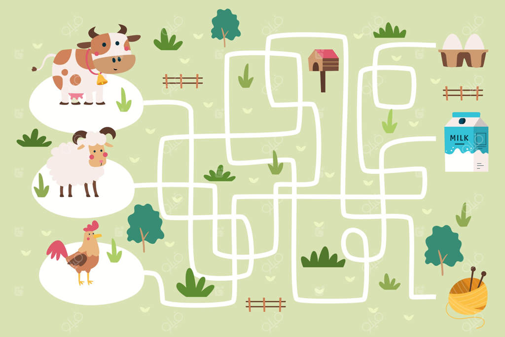 هزارتوی کودکانه با عناصر تصویری جذاب