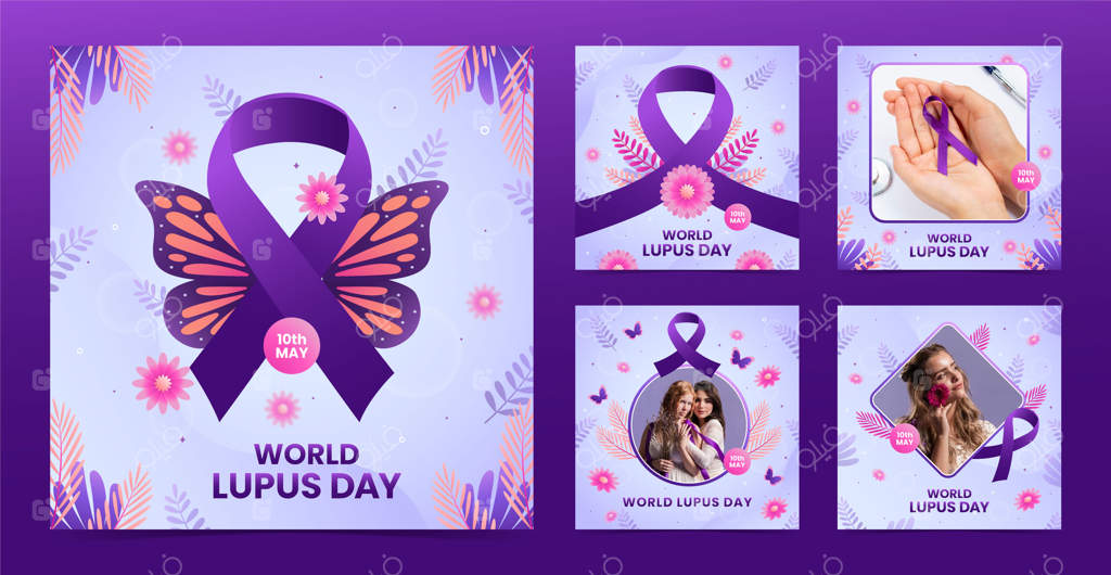 مجموعه پست‌های اینستاگرام روز جهانی لوپوس با طراحی گریدیانت