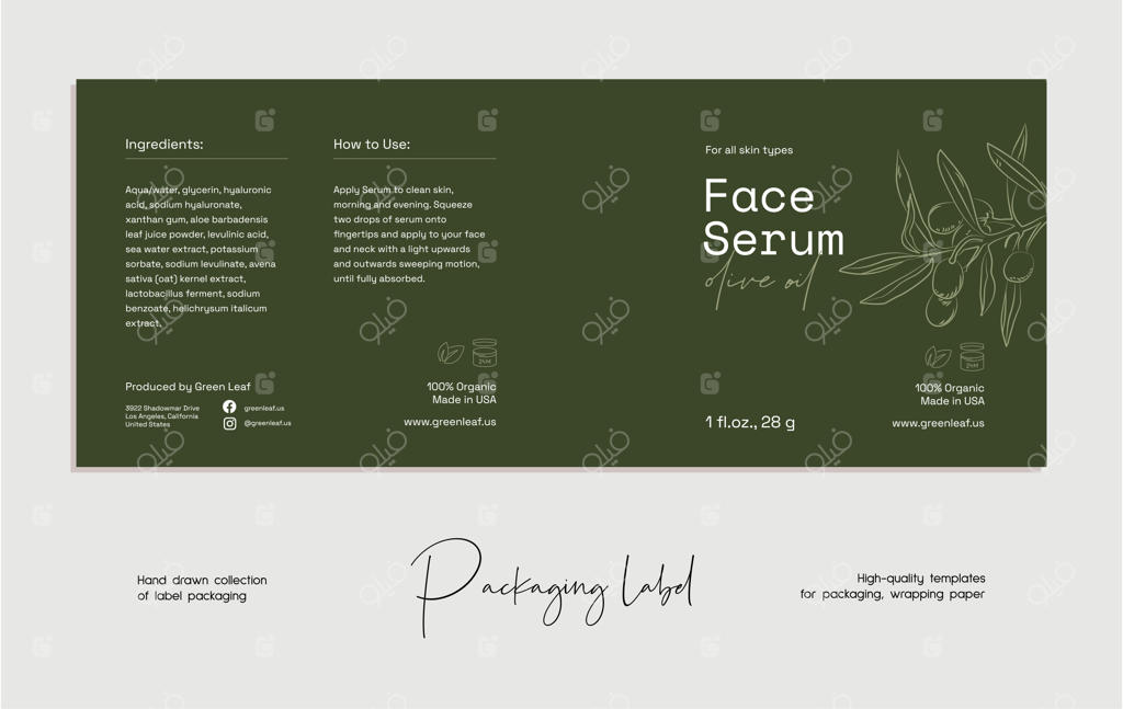 الگوی طراحی برچسب لوازم آرایشی با خط‌کشی دستی وکتور