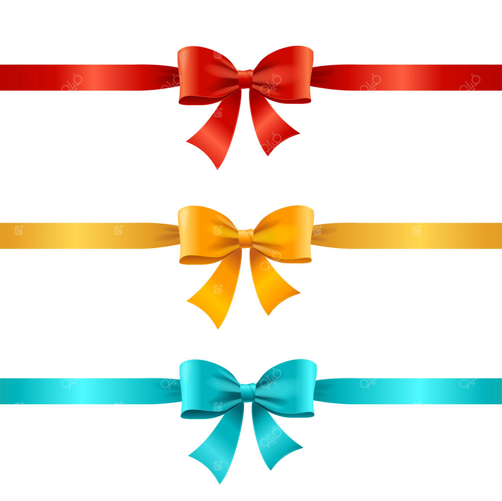 مجموعه پاپیون و روبان ساتن برای هدیه.