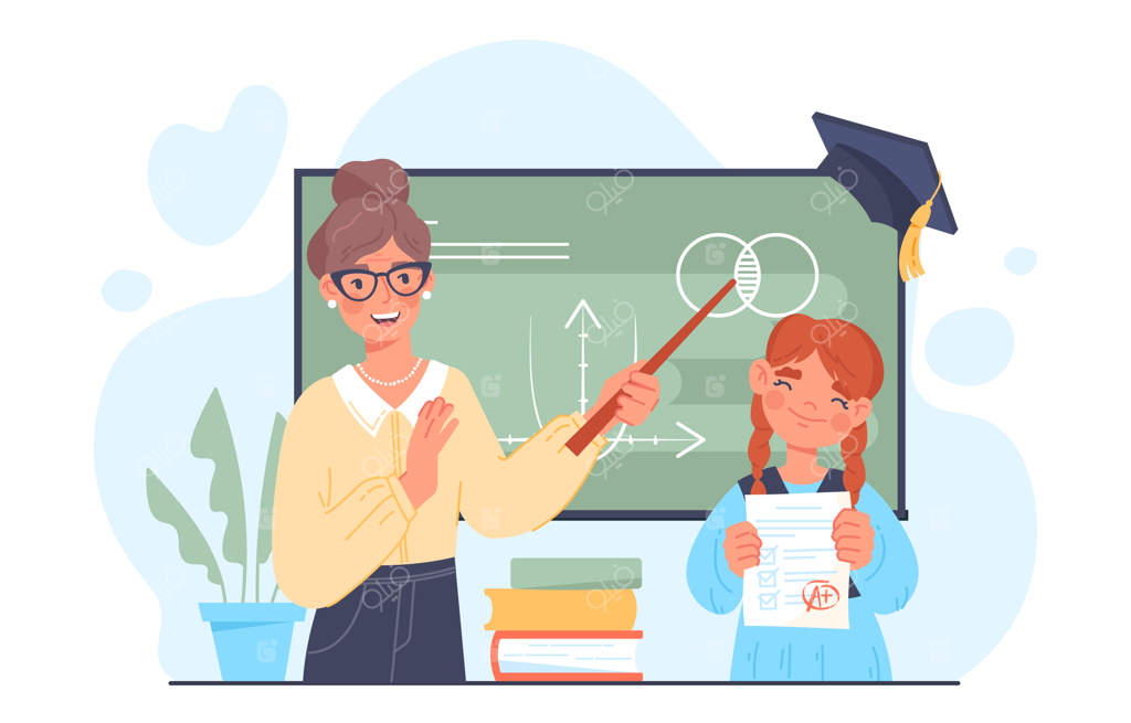 مفهوم تصویری معلم و دختر جوان