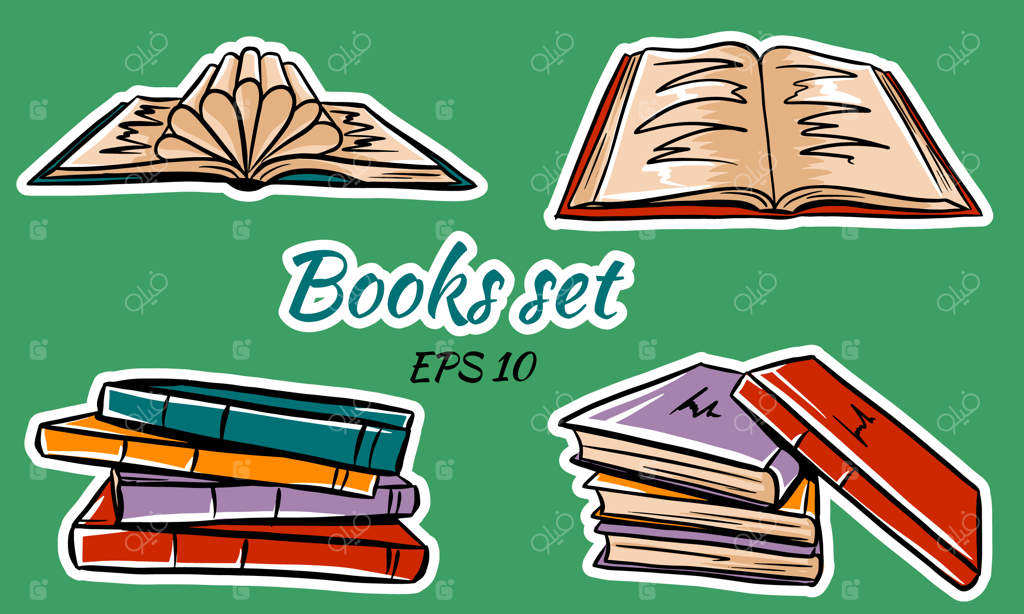 کتاب‌هایی با طراحی مسطح.