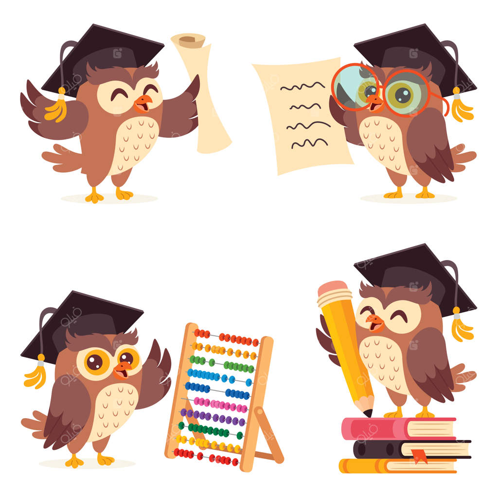 مفهوم آموزش با جغد کارتونی