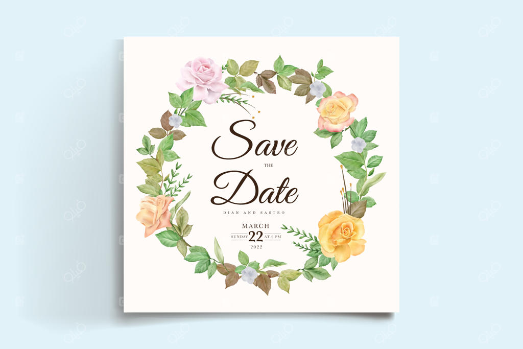 ست کارت دعوت عروسی با طرح گل‌های رز دست‌کشیده زیبا