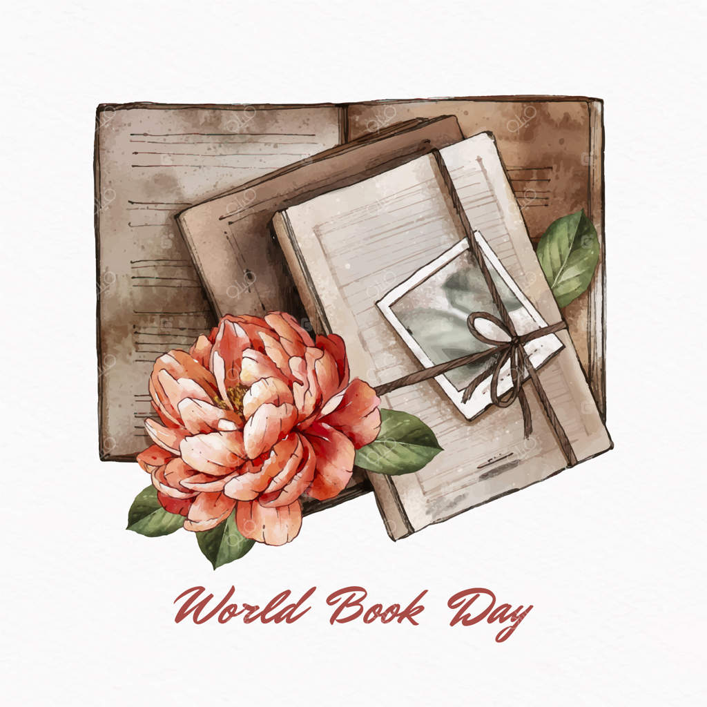 تصویرسازی روز کتاب جهانی با آبرنگ