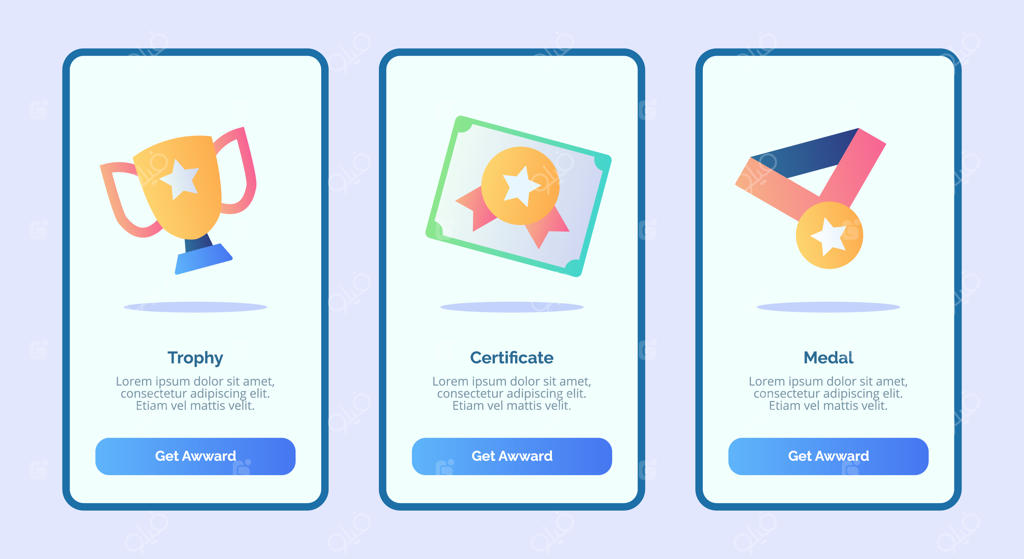 گواهی قهرمانی و مدال: طراحی قالب برای بنر و صفحه اپلیکیشن‌ موبایل