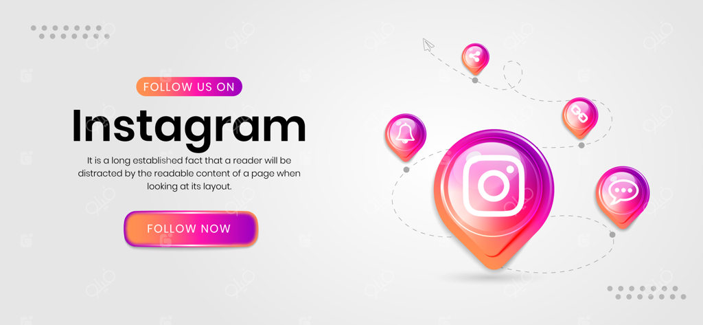 بنر اینستاگرام با آیکون‌های شبکه‌های اجتماعی