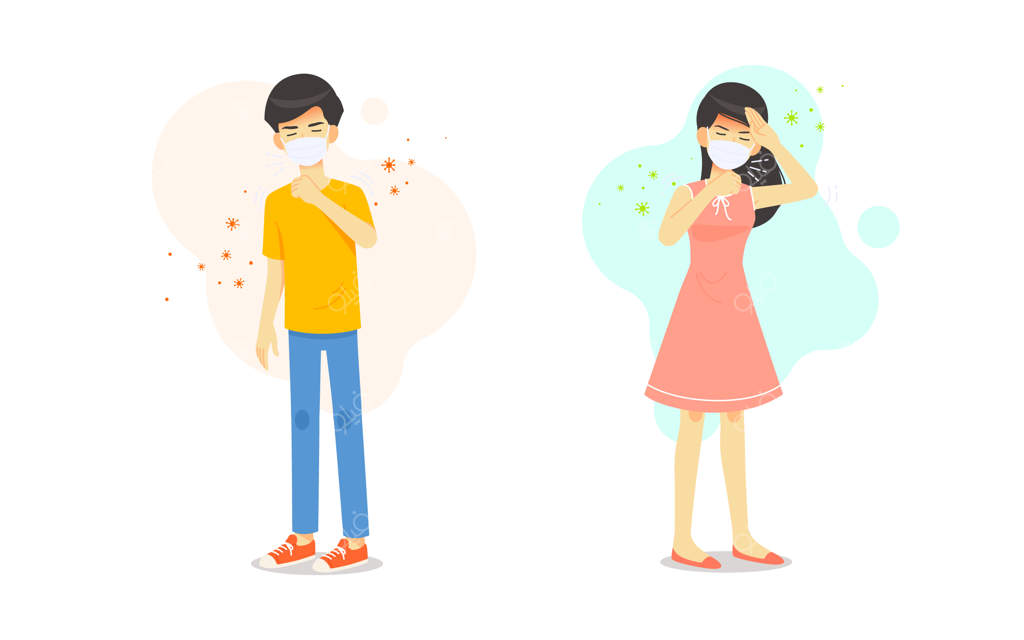 مرد و زن دچار سر درد شدید و عطسه و سرفه شده‌اند