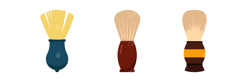 مجموعه تصاویر برداری برس اصلاح یا آیکون‌ها روی پس‌زمینه سفید. آرایشگاه مردانه.