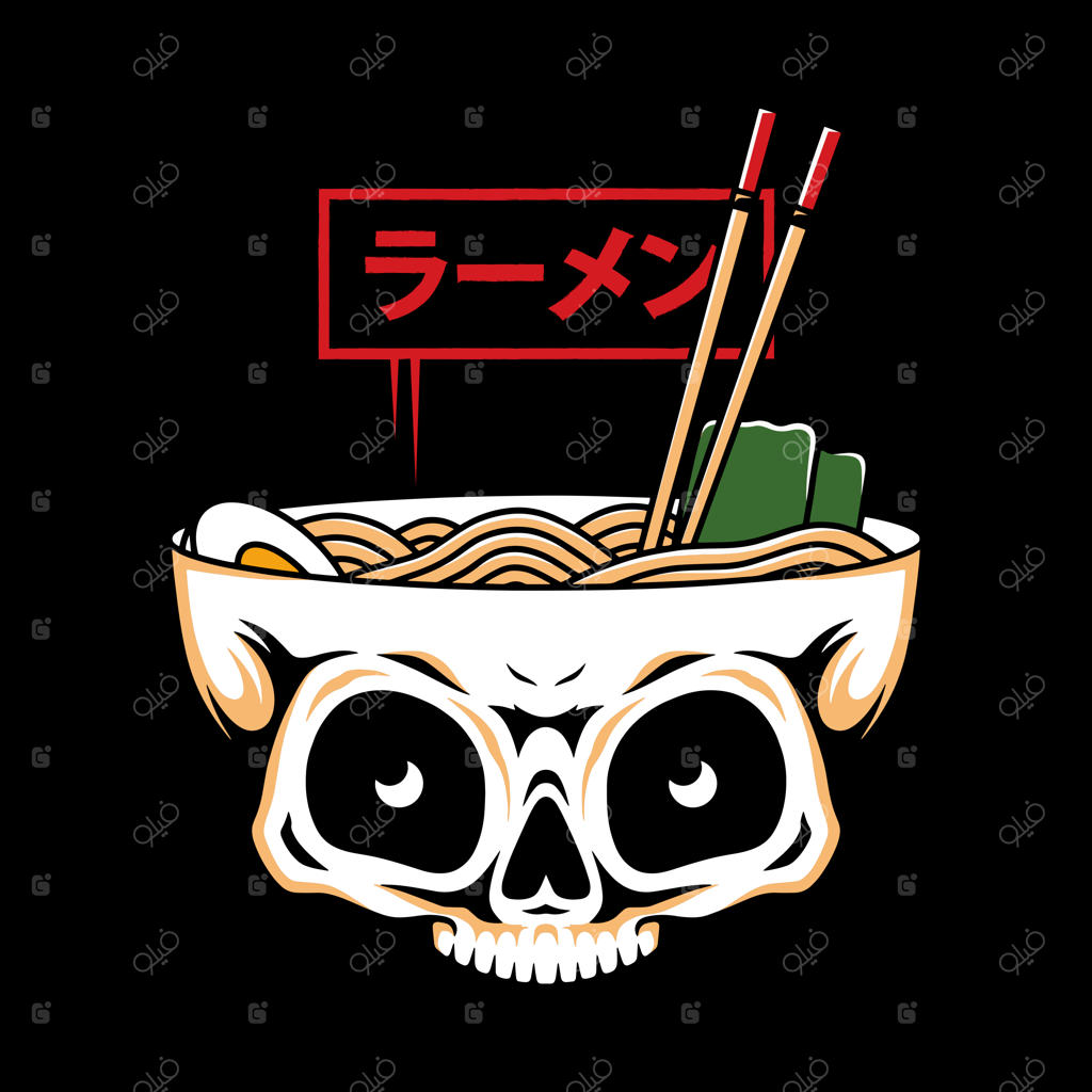 اثر هنری ترسناک: کاسه رامن با طرح جمجمه