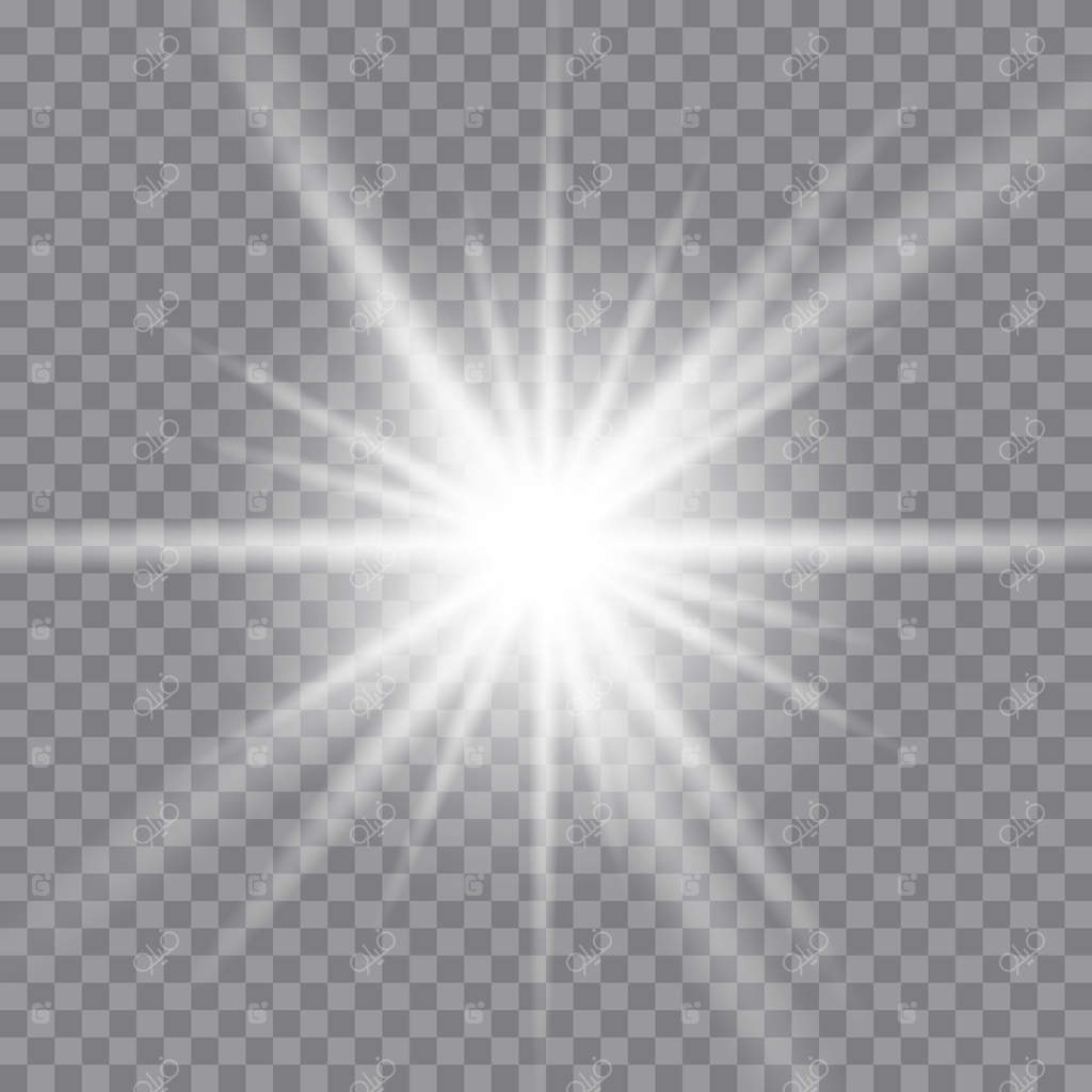 نور سفید درخشان در آسمان شفاف منفجر می‌شود: ذرات جادویی براق. ستاره‌ای درخشان. خورشید تابناک و شفاف با درخشش خیره‌کننده.