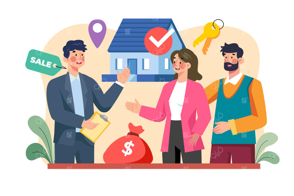 کمک مشاور املاک به یک زوج برای انتخاب خانه اجاره‌ای