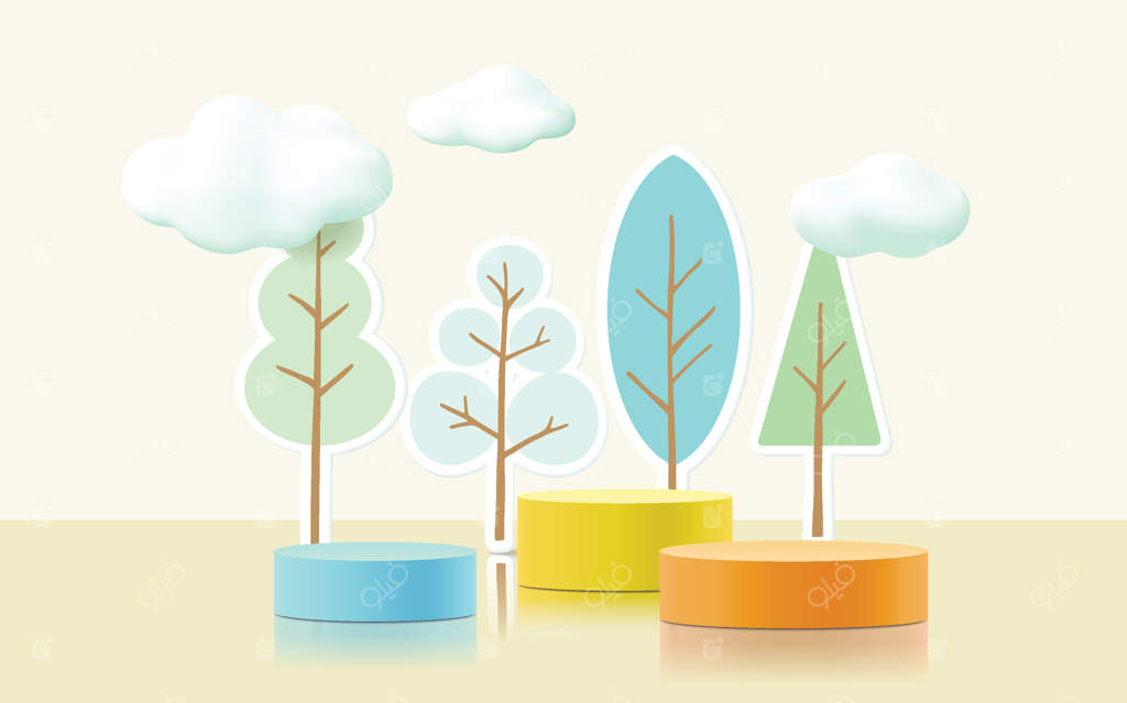 طراحی مینیمال پس‌زمینه با جایگاه نمایش محصول. رندر سه‌بعدی.