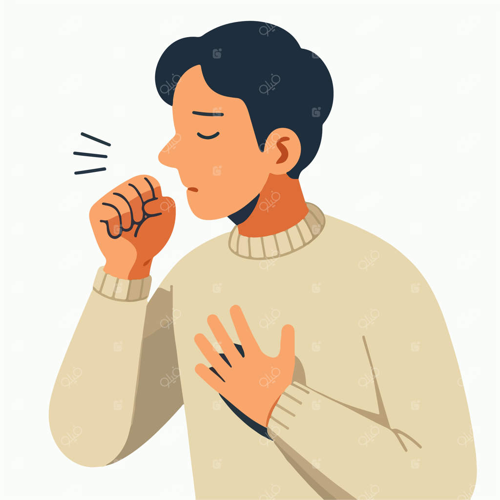 تصویر وکتوری نوجوان سرفه‌کننده در سبک طراحی تخت