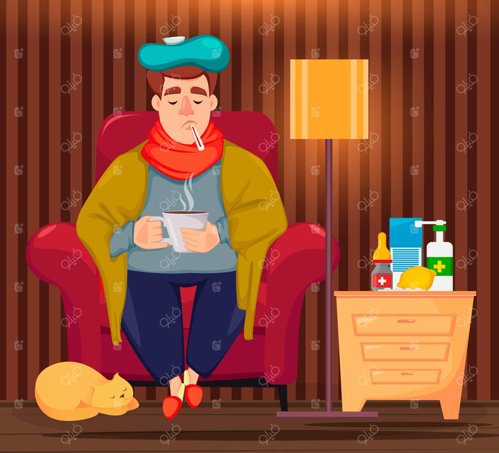 مرد بیمار نشسته بر صندلی راحتی