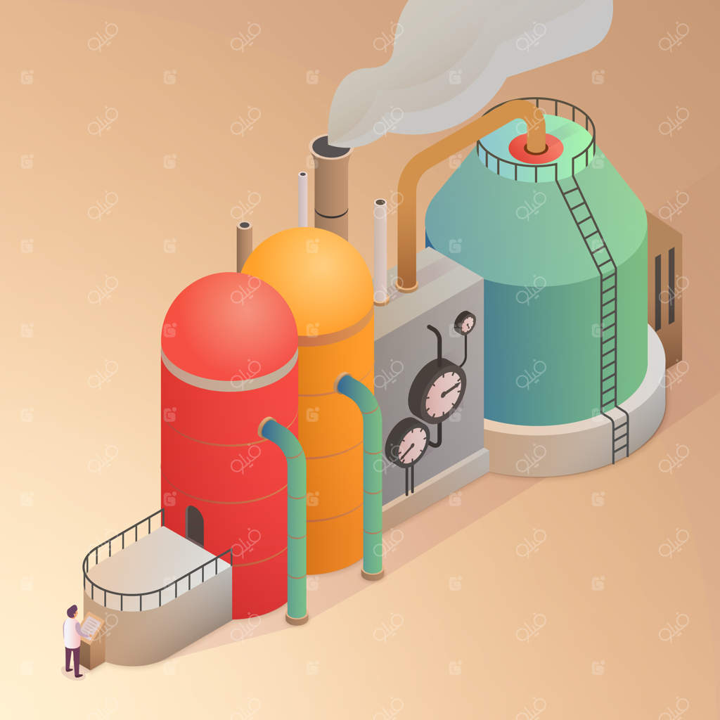 کارخانه‌ای با لوله‌ها.