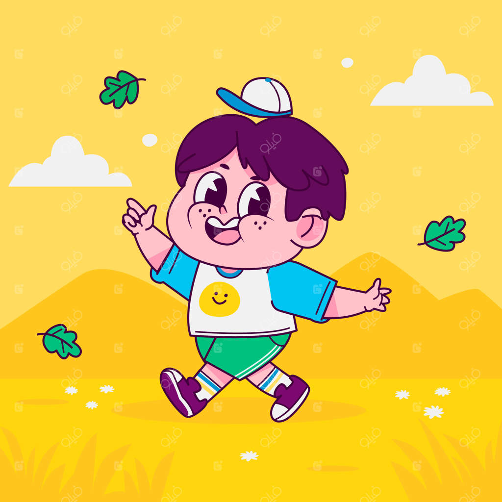 تصویر کارتونی راه رفتن با دست‌کشیدن