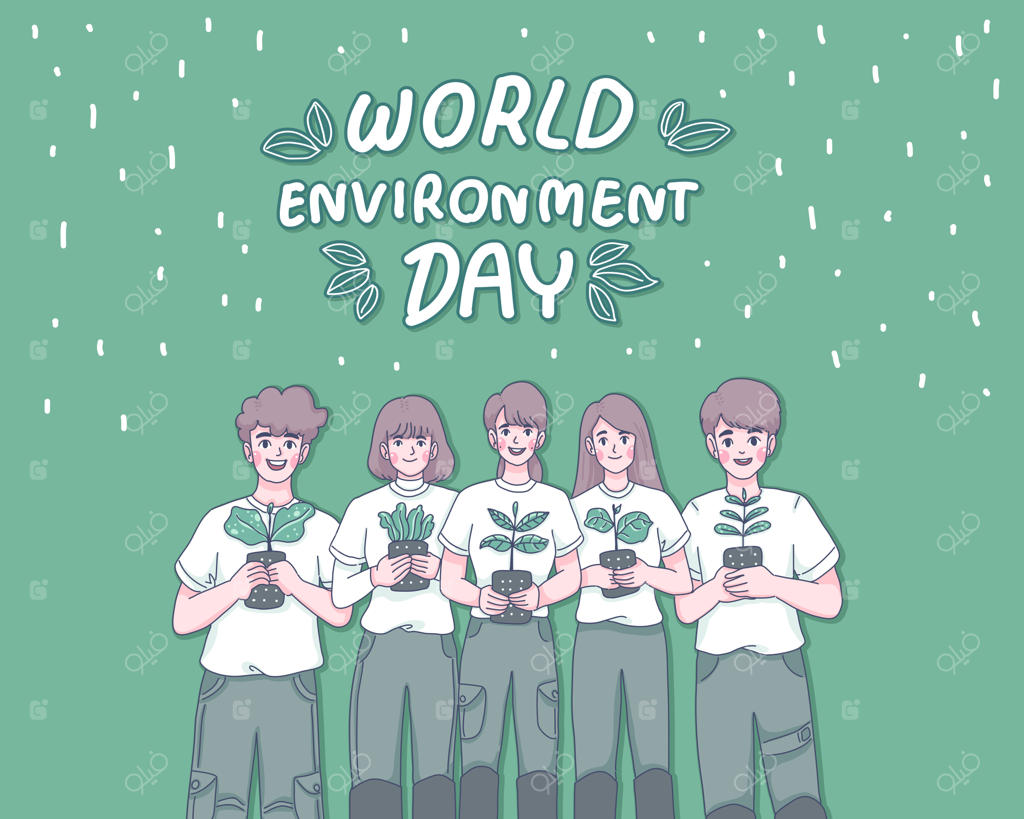 تصویرسازی کارتونی برای روز جهانی محیط زیست.