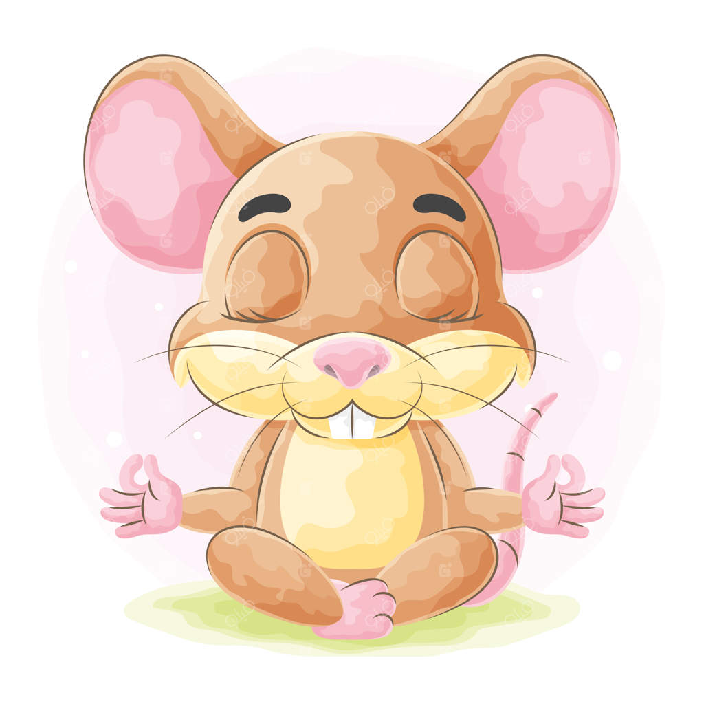 موش بامزه با نقاشی آبرنگی